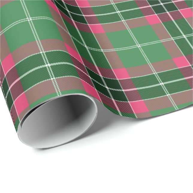 Green and Pink Tartan Wrapping Paper (Roll Corner)