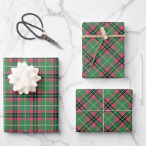 Green and Pink Tartan Wrapping Paper Sheets