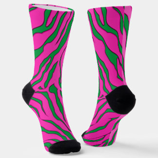 Green And Pink Tiger Stripes Animal Print 2 Socks