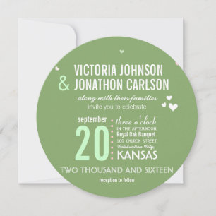 Green and Pink Trendy Geometric Typography Wedding Invitation