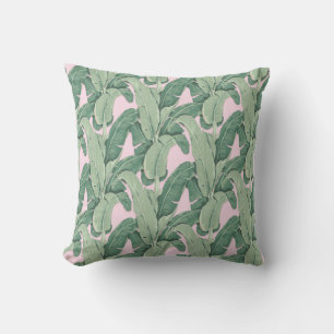 Green and Pink Tropical Leaves Cabana Outdoor Pi Outdoor Pillow