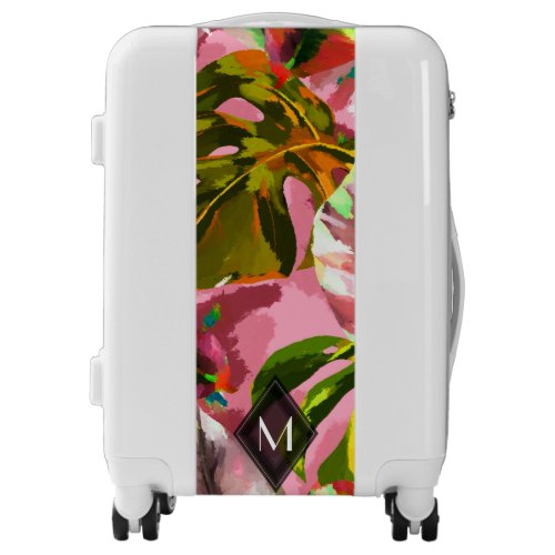 Green and Pink tropical  Suitcases Luggage