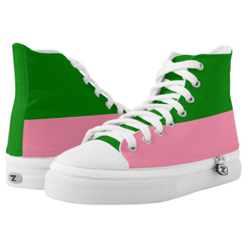 Green and Pink Two-Tone Zipz High-Top