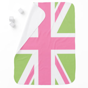 Green and Pink Union Jack Flag Swaddle Blanket