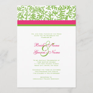 Green and Pink Wedding Invitation