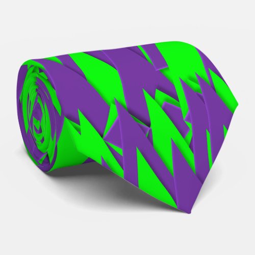 Green And Purple 3D Look Geometric Print Necktie