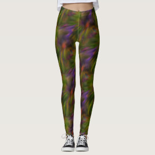 Green And Purple Abstract Art Pattern Leggings