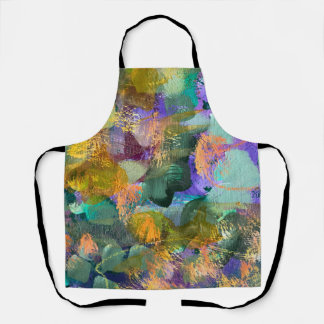 Green and Purple Abstract Floral Apron