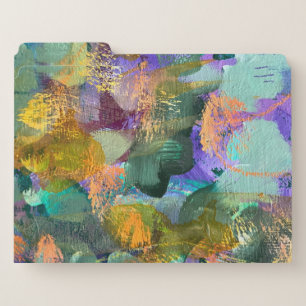 Green and Purple Abstract Floral File Folders
