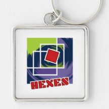 Green and Purple Abstract Squares with Hexes Text