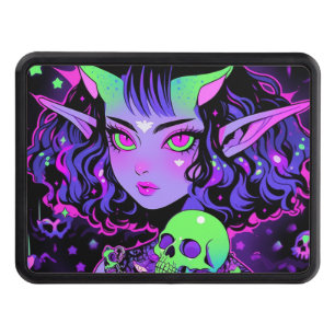 Green and Purple Alien Elf Anime Girl Hitch Cover