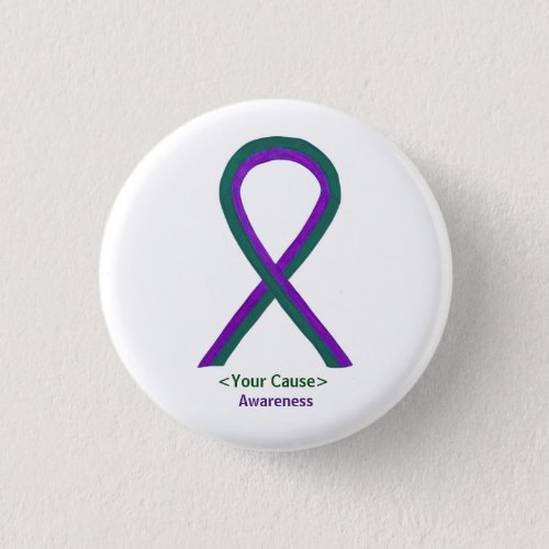 Green and Purple Awareness Ribbon Pin Buttons