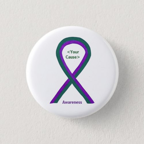Green and Purple Awareness Ribbon Pin Buttons