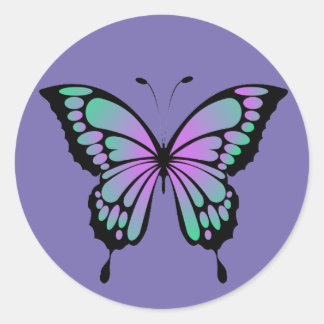 Green and Purple Butterfly Sticker