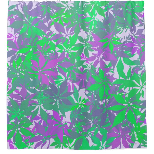 Green and Purple Chestnut Leaves Shower Curtain (Front)