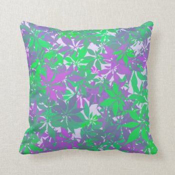 Green And Purple Chestnut Leaves  Throw Pillow by BamalamArt at Zazzle