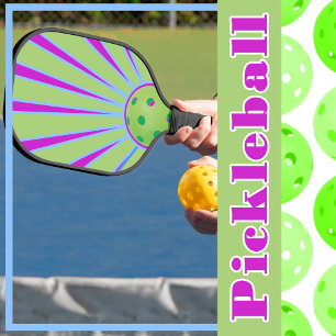 Green and Purple Colorful Sunshine Sunburst Pickleball Paddle