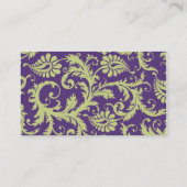Green and Purple Damask Place Card (Back)