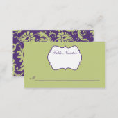 Green and Purple Damask Place Card (Front/Back)