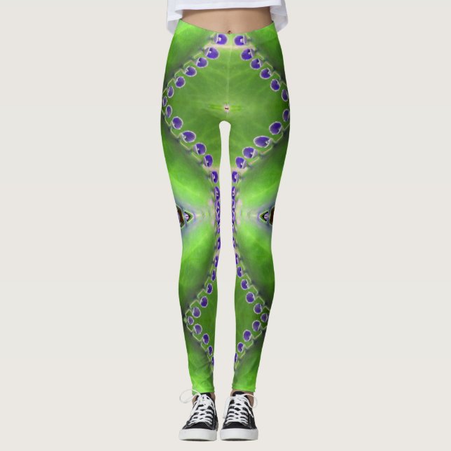 Green and Purple Design Leggings (Front)