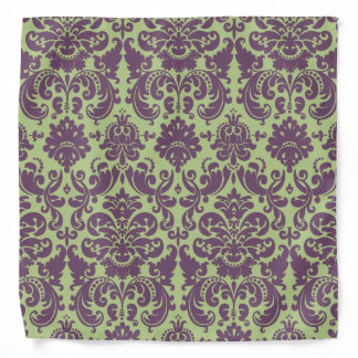 Green and Purple Elegant Damask Pattern Bandana
