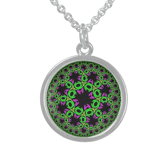 Green and Purple Fantasy Flower Sphere necklace (Front)