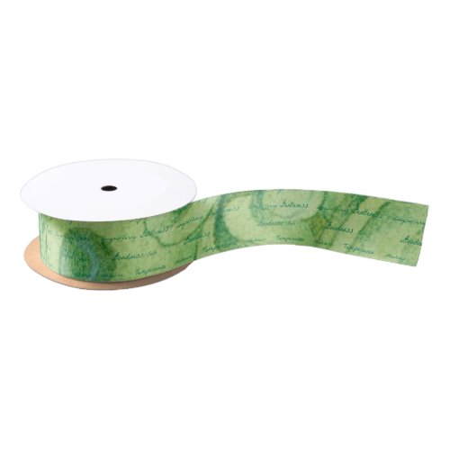 Green and Purple Flower Fruits of the Spirit Satin Ribbon