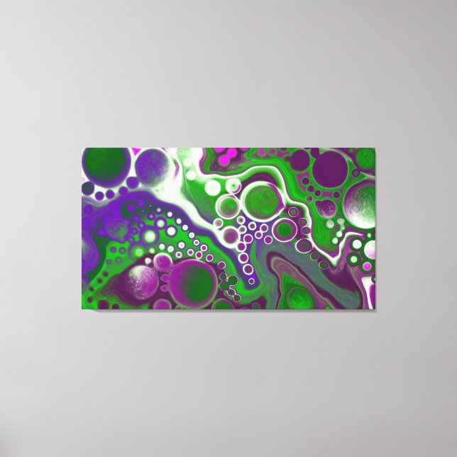 Green and Purple Fluid Art Marble Abstract Modern  Canvas Print (Front)