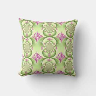 Green and Purple Fractal Design Throw Pillow