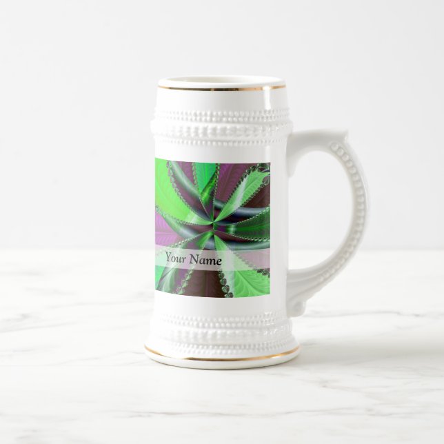 Green and purple fractal pattern beer stein (Right)