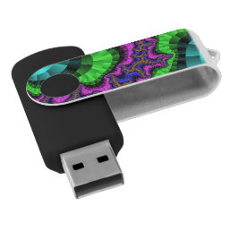 Green and Purple Gear USB Flash Drive