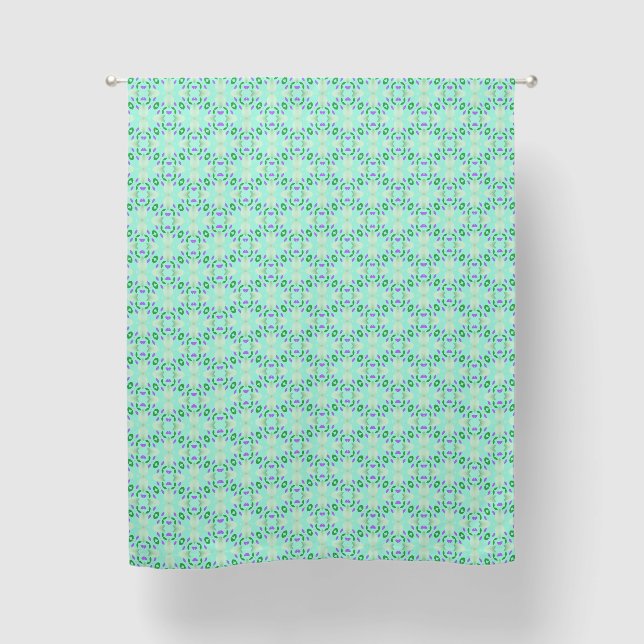 Green and Purple Geometric Flower Petals Blackout Curtains (Front)