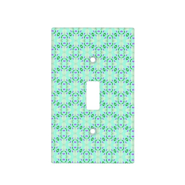 Green and Purple Geometric Flower Petals Light Switch Cover (Front)