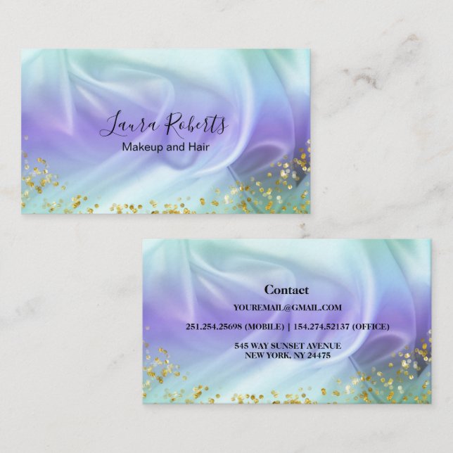 Green and Purple Glitter  Business Card (Front/Back)