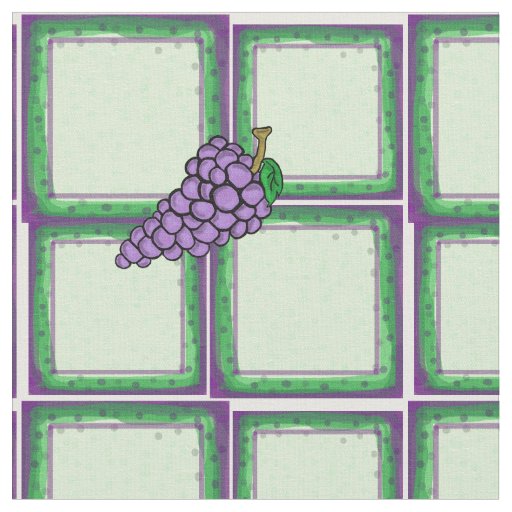 Green and Purple + Grapes Fabric