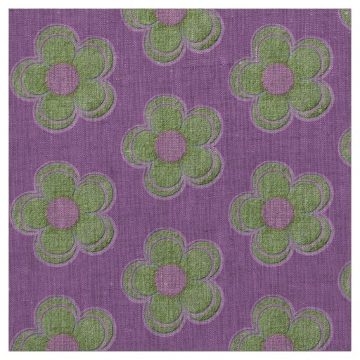 Green and Purple Large Textured Flowers Fabric