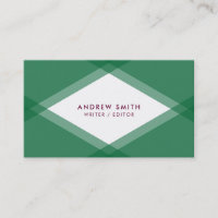 Green and Purple Layered Geometric Social Media Business Card