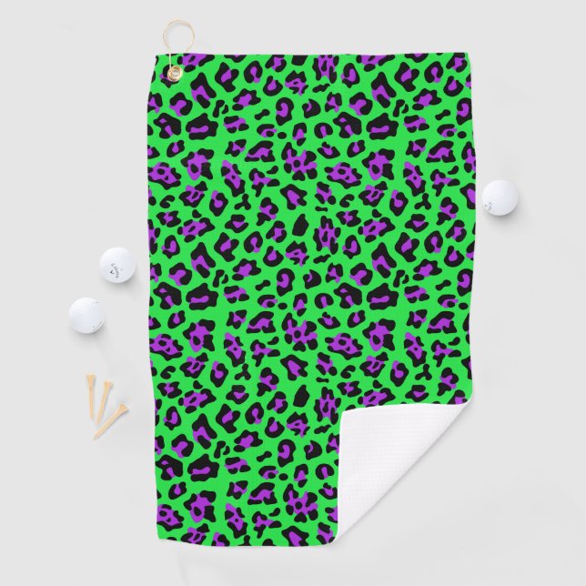 Green and Purple Leopard Golf Towel (InSitu)
