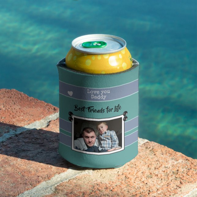 Green and purple Love you Daddy best friends photo Can Cooler (In Situ Pool)