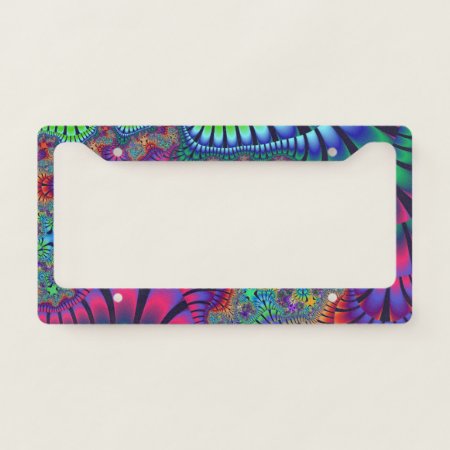 Green And Purple Melt License Plate Frame
