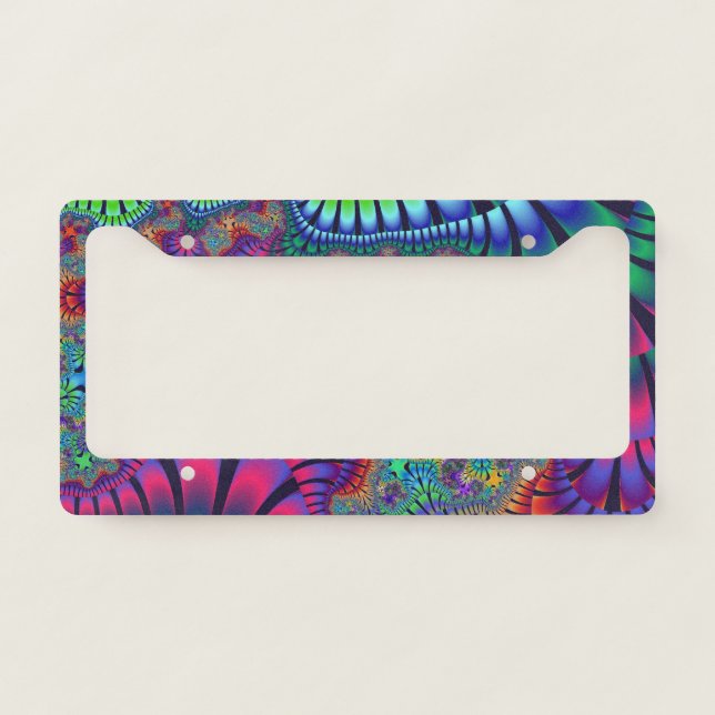 Green and Purple Melt License Plate Frame (Front)