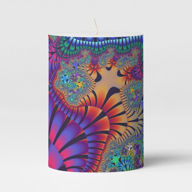 Green and Purple Melt Pillar Candle (Front)