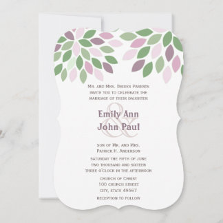 Green and Purple Modern Chyrsanthemum Wedding Invitation