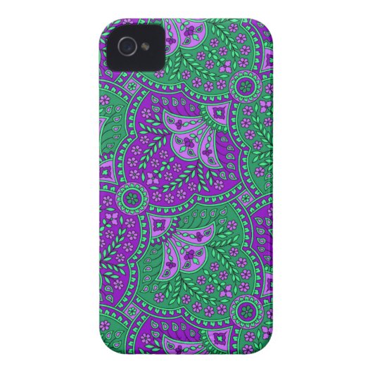 Green and Purple Paisley Case-Mate iPhone Case (Back)