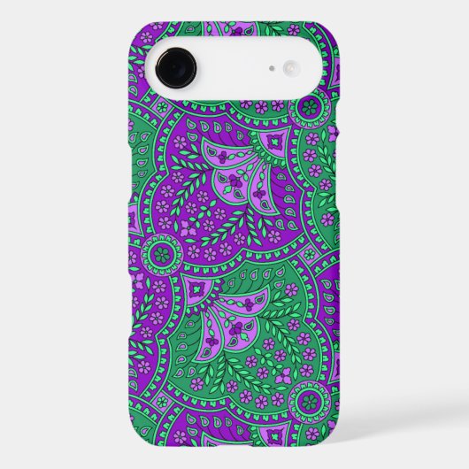 Green and Purple Paisley Case-Mate iPhone Case (Back)