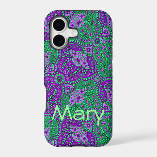 Green and Purple Paisley iPhone 17 Case