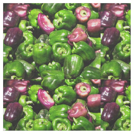 Green and Purple Peppers Fabric