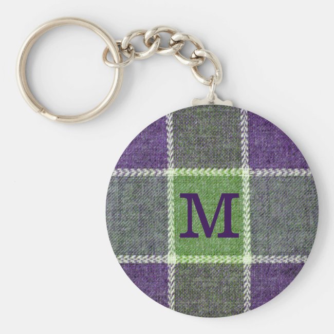 Green and Purple Plaid flannel Texture Monogram