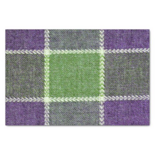 Green and Purple Plaid Wool Fabric Texture Tissue Paper