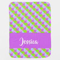 Green and purple polka dots pattern baby blanket